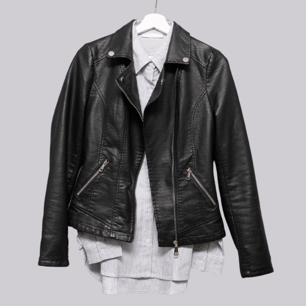 Black Faux Leather Biker Jacket